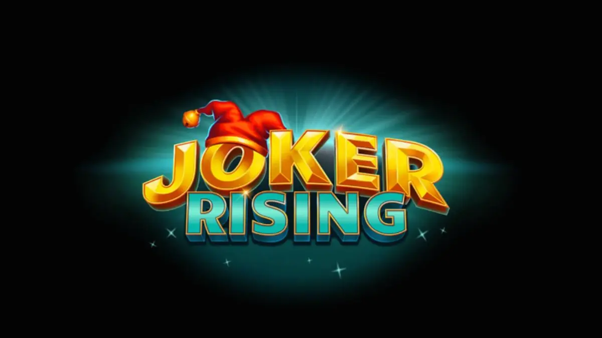 Tampilan antarmuka slot Joker Rising pada layar ponsel pintar dengan simbol buah neon dan karakter Joker.