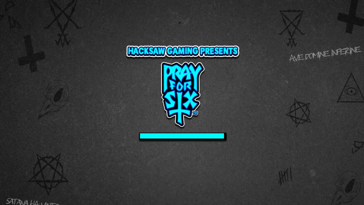 Pray for Six slot game interface featuring monochrome cartoon style
