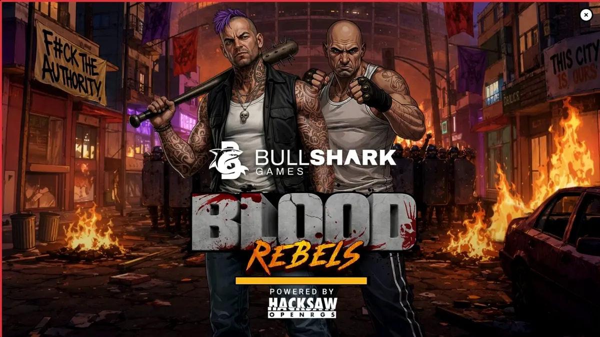 Pemandangan urban yang penuh aksi dari slot Blood Rebels