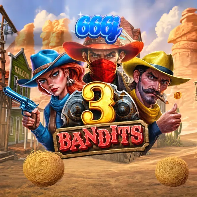 Tampilan visual slot 3 Bandits dengan elemen Wild West